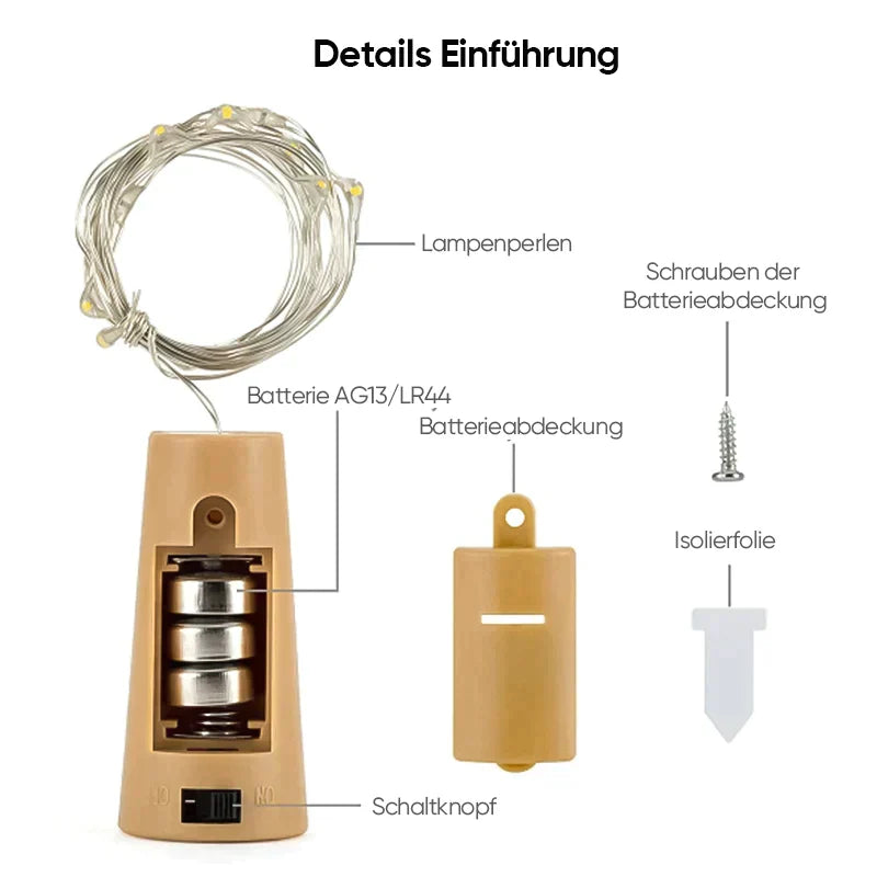 LED-Weinflaschenlichter Kork Nachtlicht DIY Decor Lift - Stück | Karnz
