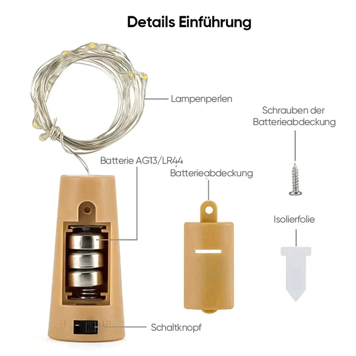 LED-Weinflaschenlichter Kork Nachtlicht DIY Decor Lift - Stück | Karnz
