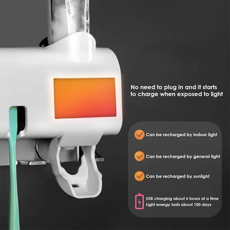 Karnz | Smart UV-Licht Sterilisator Zahnbürstenhalter, Wandmontage Zahnpastaspender