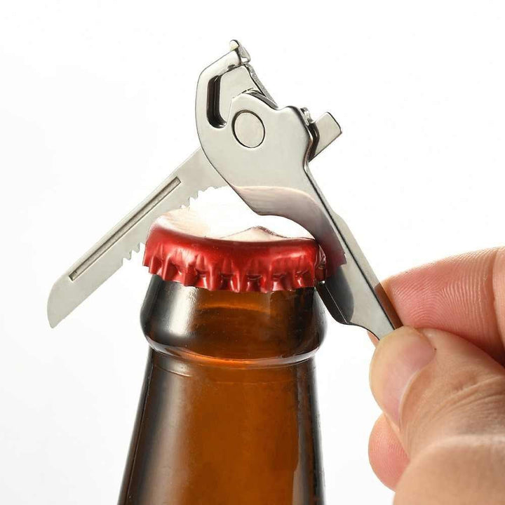 6-in-1-Schlüsselring Multifunktionswerkzeug Mini-Multitool-Schlüsselanhänger Pocket Edelstahl-Klappbar Swiss Tech Einfacher Flaschenöffner-Schlüsselanhänger | Karnz