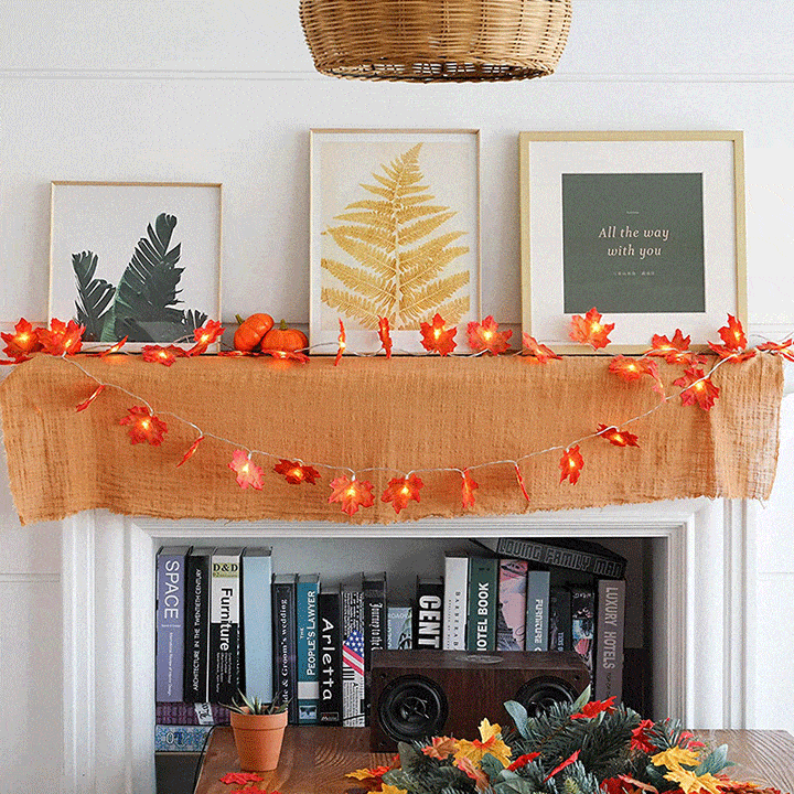 Thanksgiving-Dekor Herbst Ahornblatt Lichterkette | Karnz