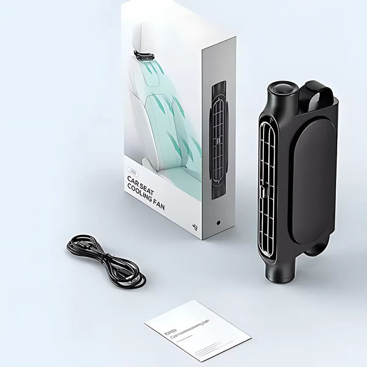 CoolDrive | USB Autositz Kühler Ventilator – Einstellbare 3 Geschwindigkeiten – Leiser USB Betrieb – Klett Kopfstützenclip für Fahrer, Passagiere, Haustiere Karnz