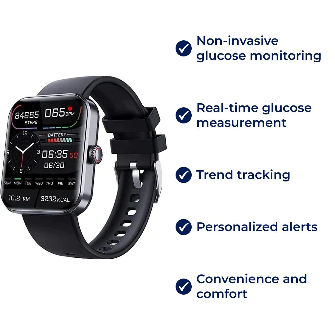 Glucowatch | Nicht-invasive Blutzucker-Smartwatch – Echtzeitüberwachung, Trendverfolgung & personalisierte Benachrichtigungen Karnz