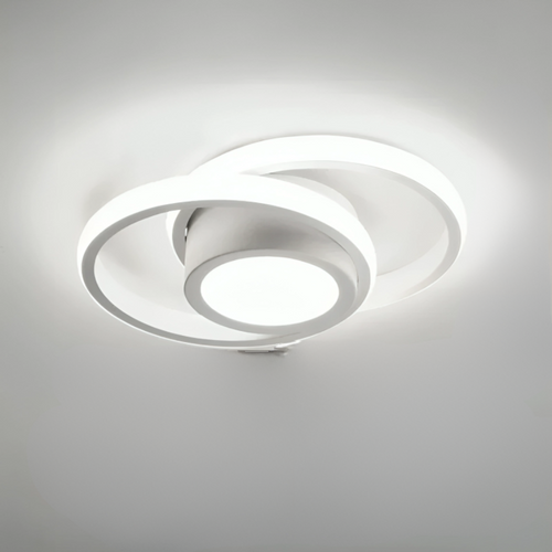 Moderne LED-Deckenleuchte 18 W | Kreatives Design mit 2 Ringen | Energieeffiziente Beleuchtung für Wohnzimmer & Büro 24 cm