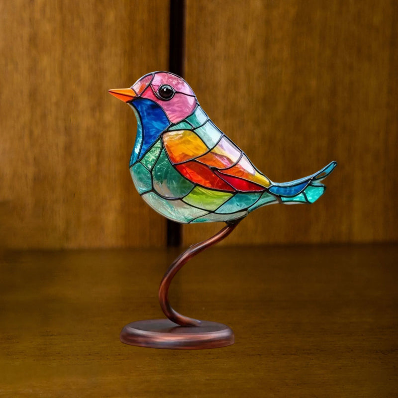 Bunte Glasornamente Vögel auf Zweigen | Karnz
