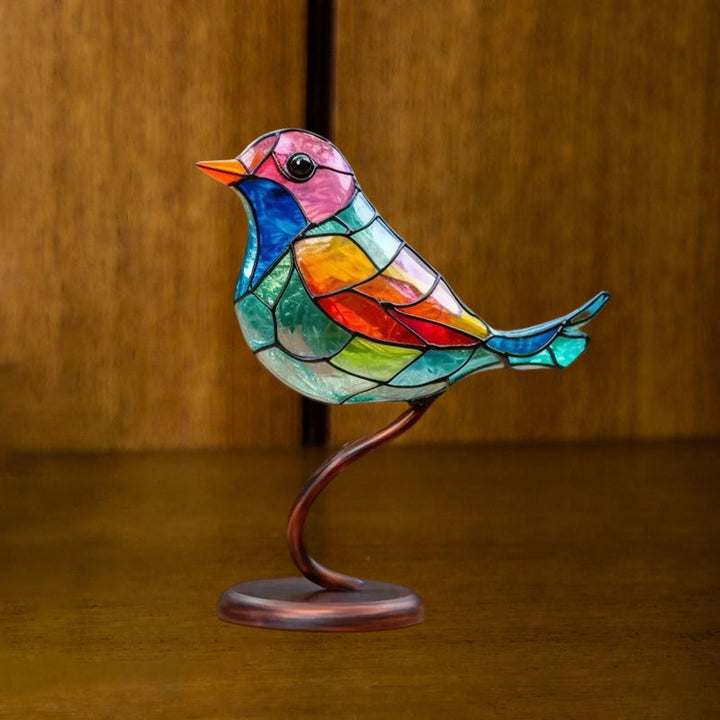 Bunte Glasornamente Vögel auf Zweigen | Karnz