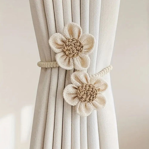 Raffhalter aus Hanf mit Blumenmuster | 2er-Set