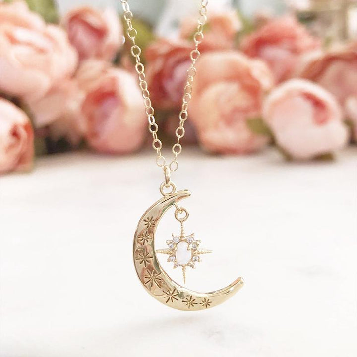 Moon & Sun Croissant Necklace | Karnz