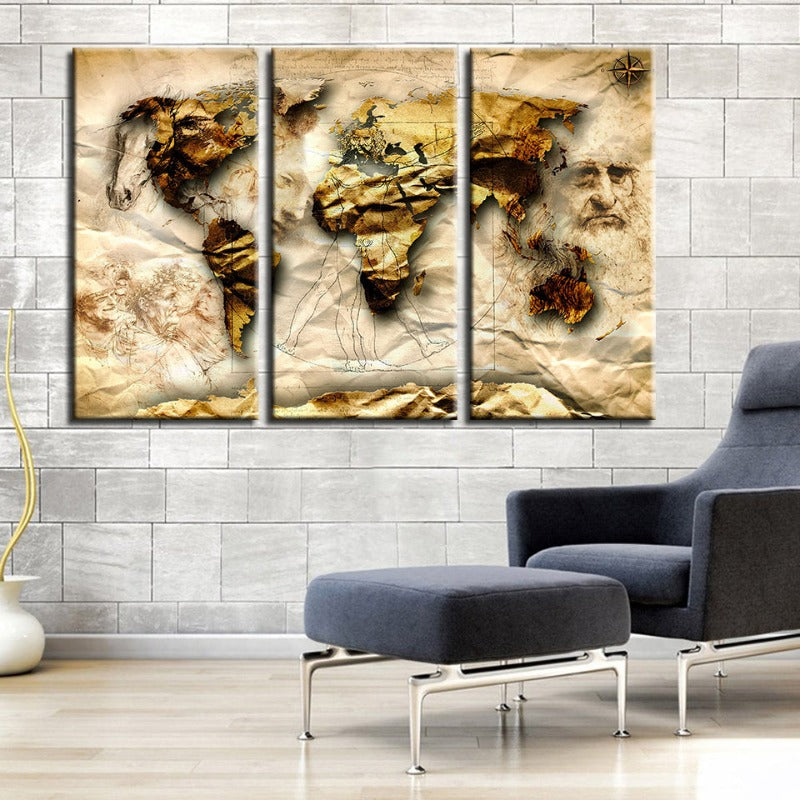 Schöne alte Welt klassische Weltkarten - Leinwand Wandkunst Gemälde