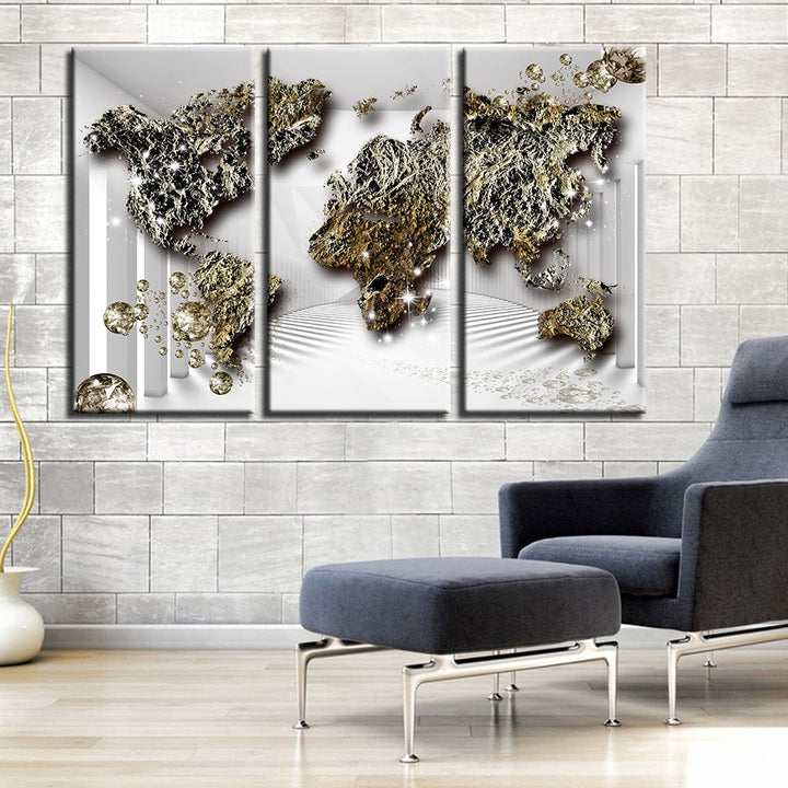 Klassische Alte Rustikale Weltkarte-Canvas Wandkunst Gemälde