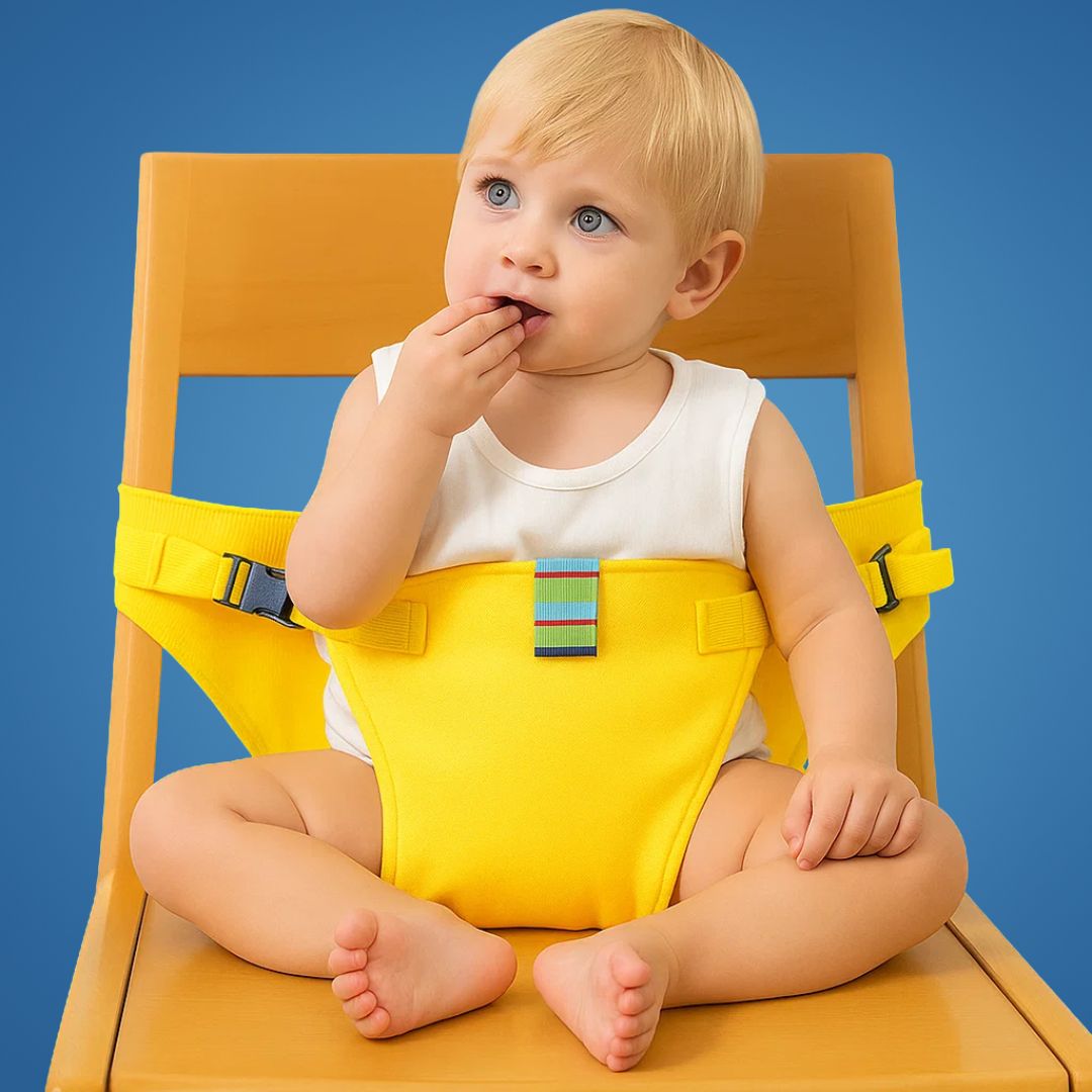 SeatGuard | Kindersitzgurt – Sicherer verstellbarer Sitz – Atmungsaktiver Baumwollstoff – Tragbare Sicherheitslösung zum Essen für reisende Eltern Karnz