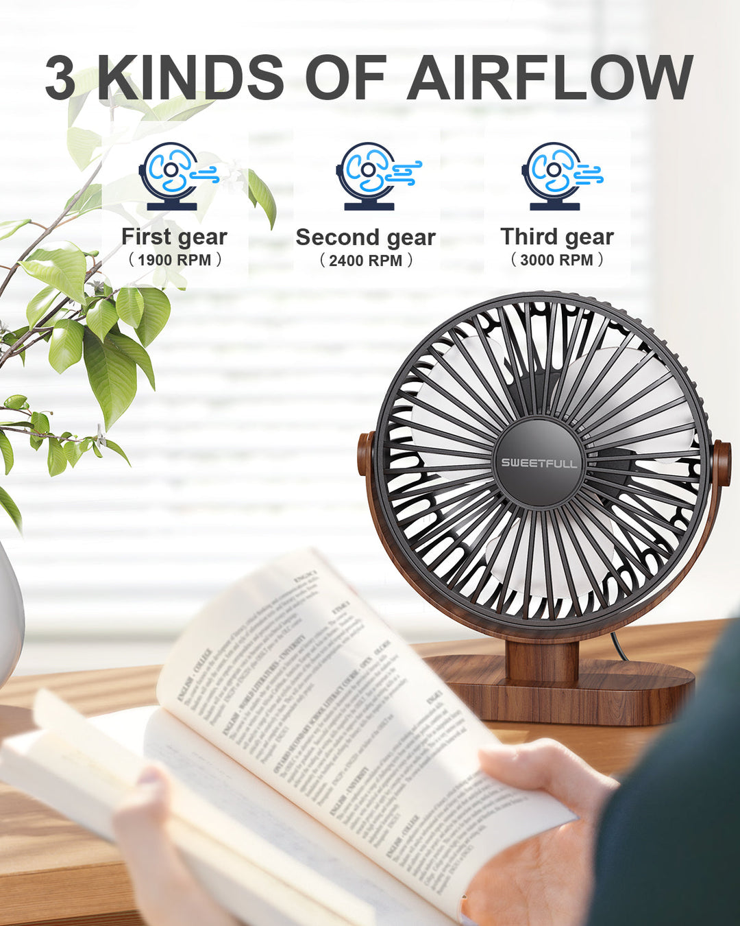 6,5 Zoll USB Kleiner Tischventilator für Zuhause Büro Auto Outdoor Reisen | Karnz