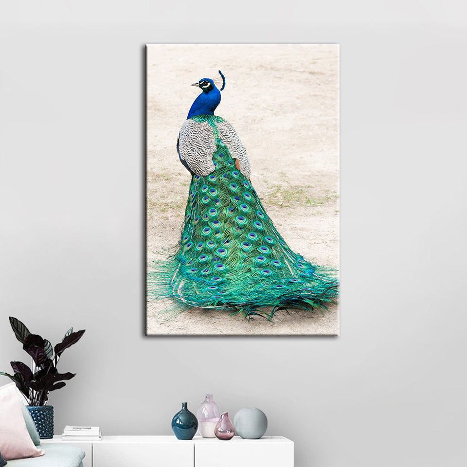 Eleganter Pfau im Rock – Leinwandbild