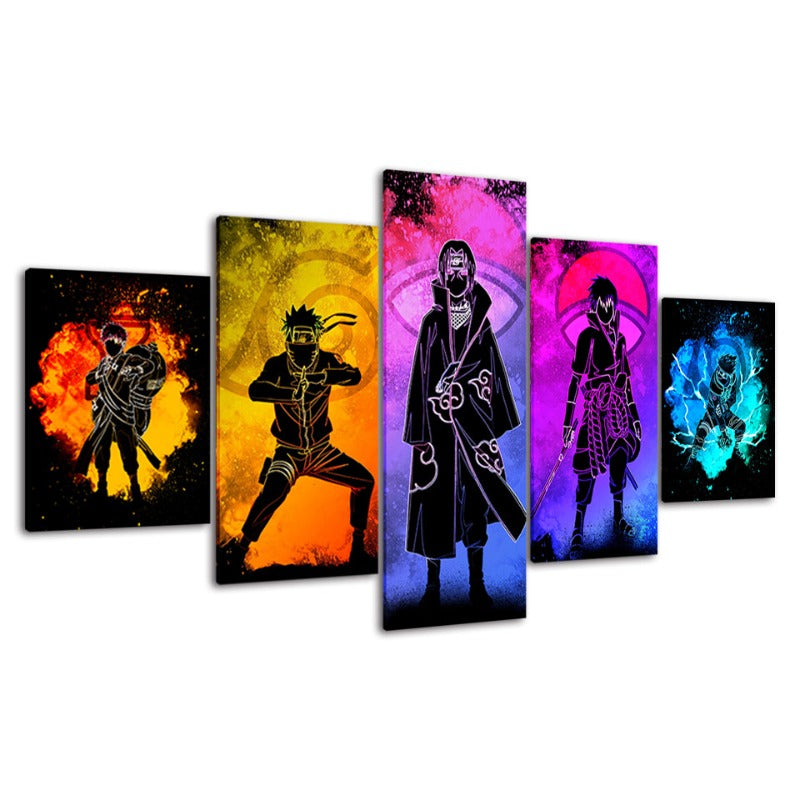 5 Stück Naruto Anime - Leinwand Wandkunst Malerei
