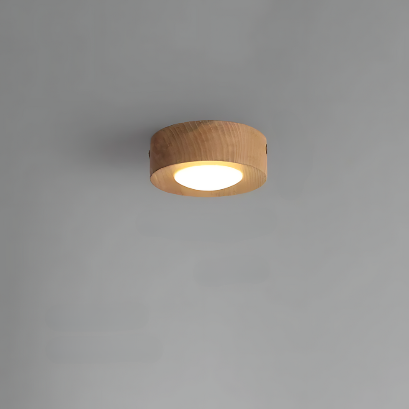 Walnuss-Deckenleuchte mit LED-Spot
