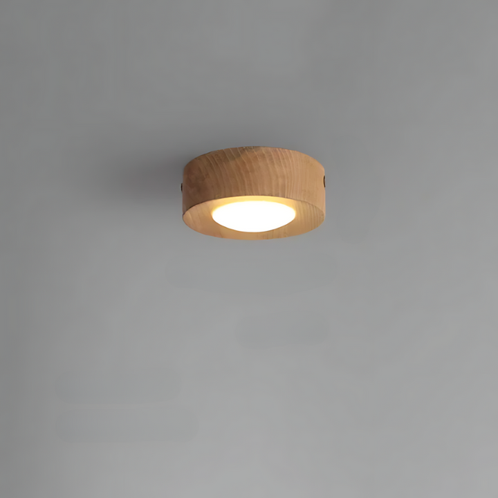 Walnuss-Deckenleuchte mit LED-Spot