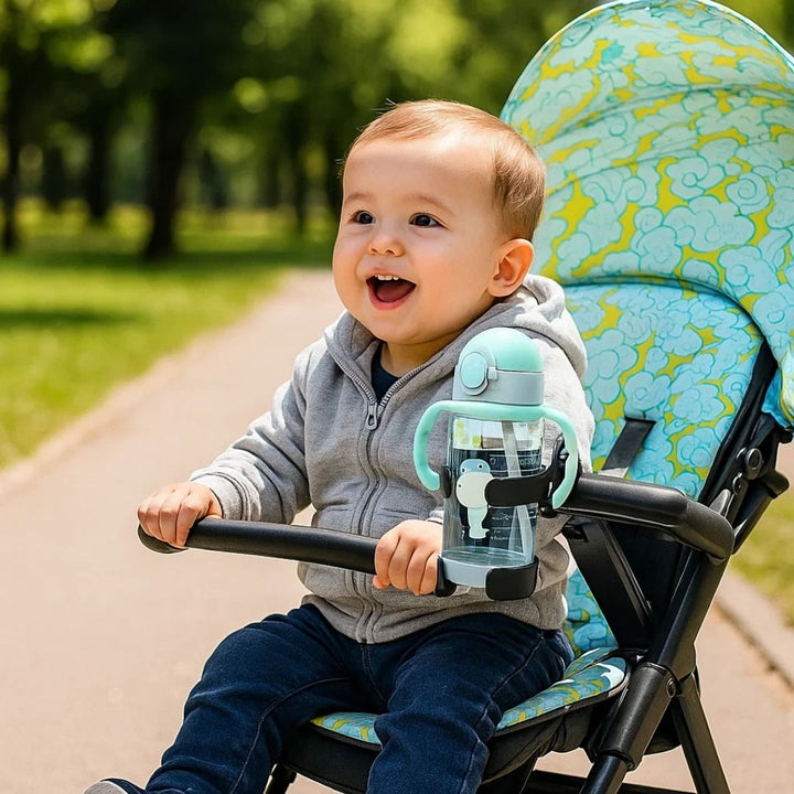 SipSecure | Universalbecherhalter für Kinderwagen – Verstellbare Klemme – Sicherer Sitz – Ideal für unterwegs Eltern Karnz