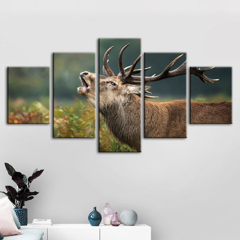 5 Stück blöckendes Elch - Leinwand Wandkunst Malerei