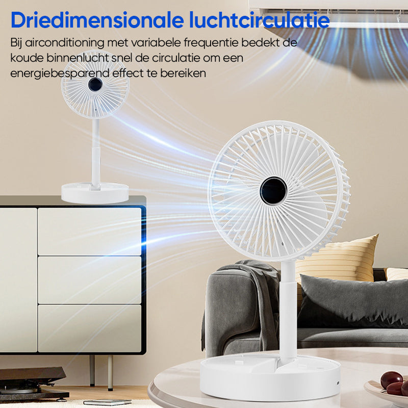 Tragbarer wiederaufladbarer teleskopischer Tischventilator mit geräuschlosem Design und höhenverstellbar | Karnz
