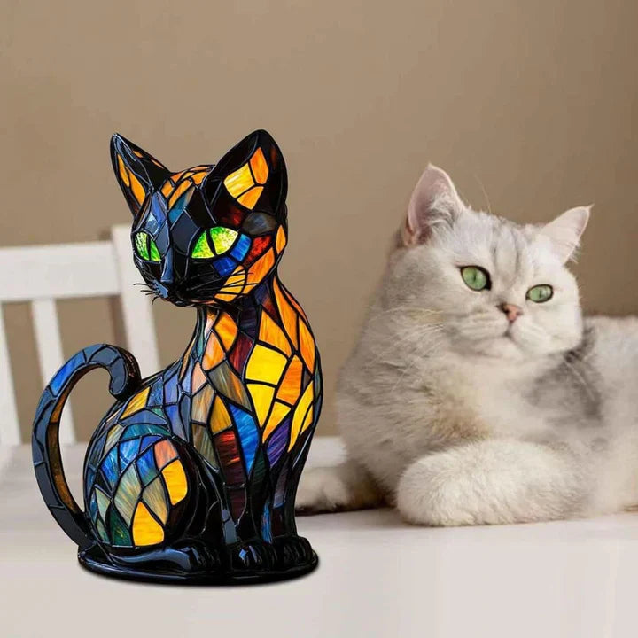 Handgefertigte, leuchtende Katzenlampe von Lumikat – Stimmungslicht und Geschenkidee