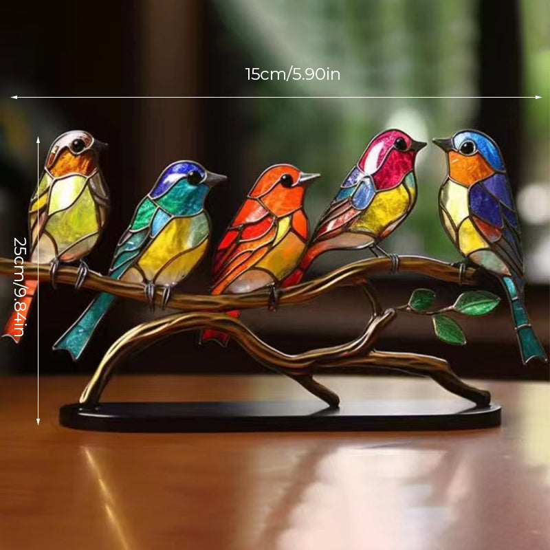 Vögel auf Ästen Gefärbte Acrylornamente, Doppelseitiger Mehrfarbiger Stil | Karnz