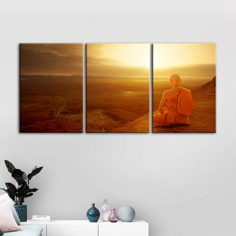 Ruhiger Sonnenuntergang an einer Klippe – Leinwandbild, 3-teilig
