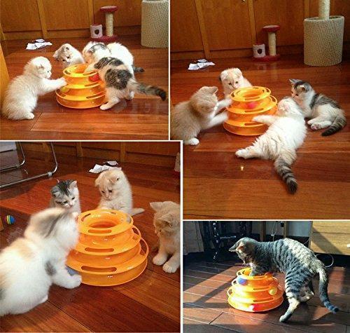 Drei-Lagen Bunter Katzen-Tracks-Turm Spielzeug | Karnz