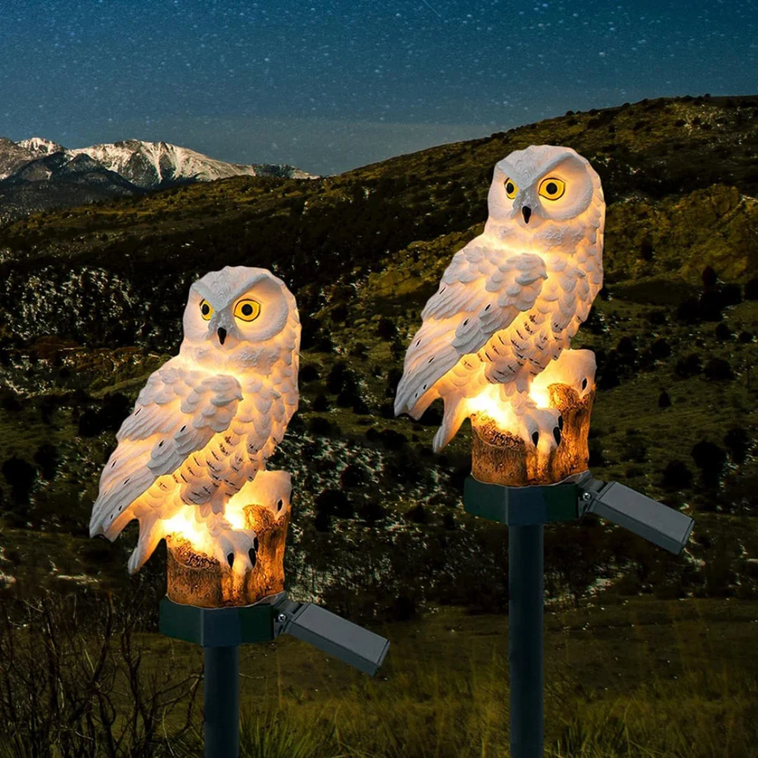 Solar Gartenlampe Uilux – Drahtlose Außenlampe betrieben mit Solarenergie im Eulendesign | Karnz