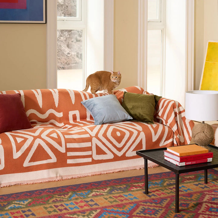 Geometrischer Boho-Stil Sofaüberzug - Modern, Stilvoll & Strapazierfähig Sofa Schutz | Karnz