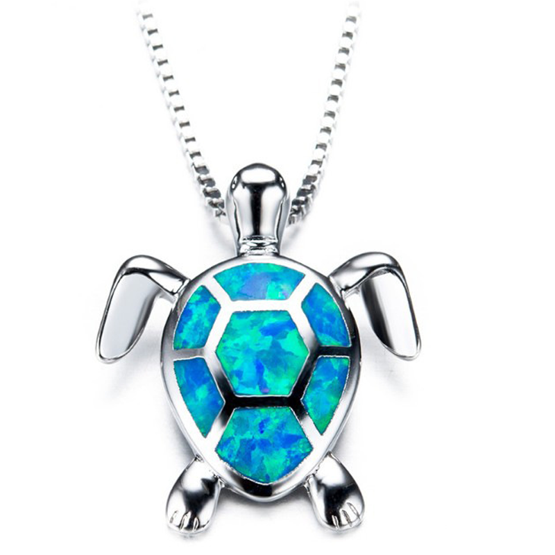Halskette aus blauem Opal mit Meeresschildkröte