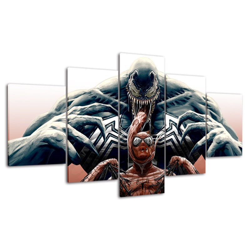 Spider-Man vs. Venom 5-teiliges Leinwandbild | Hochauflösende Drucke