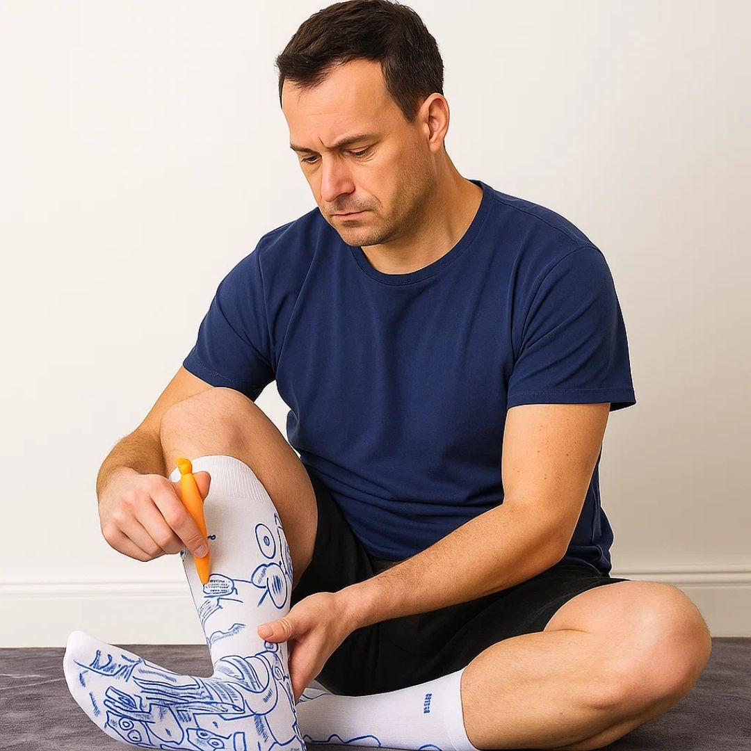 ReflexEase | Reflexzonen Socken – Bedruckte Karte & Werkzeug – Atmungsaktives Material mit Geteilten Zehen – Stressabbau & Fußermüdung Erholung zu Hause Karnz