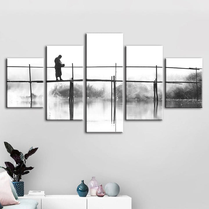 5-Teiliges Wasserbrücke - Leinwand Wandkunst Malerei