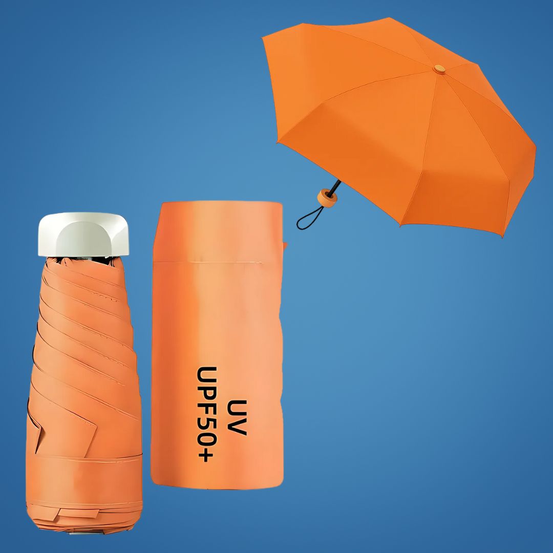UrbanBrolly | Mini faltbarer Regenschirm UV – Sonnenschutz UPF 50+ – Wasserabweisend – Leicht und taschenfreundlich für die Reise Nutzung Karnz