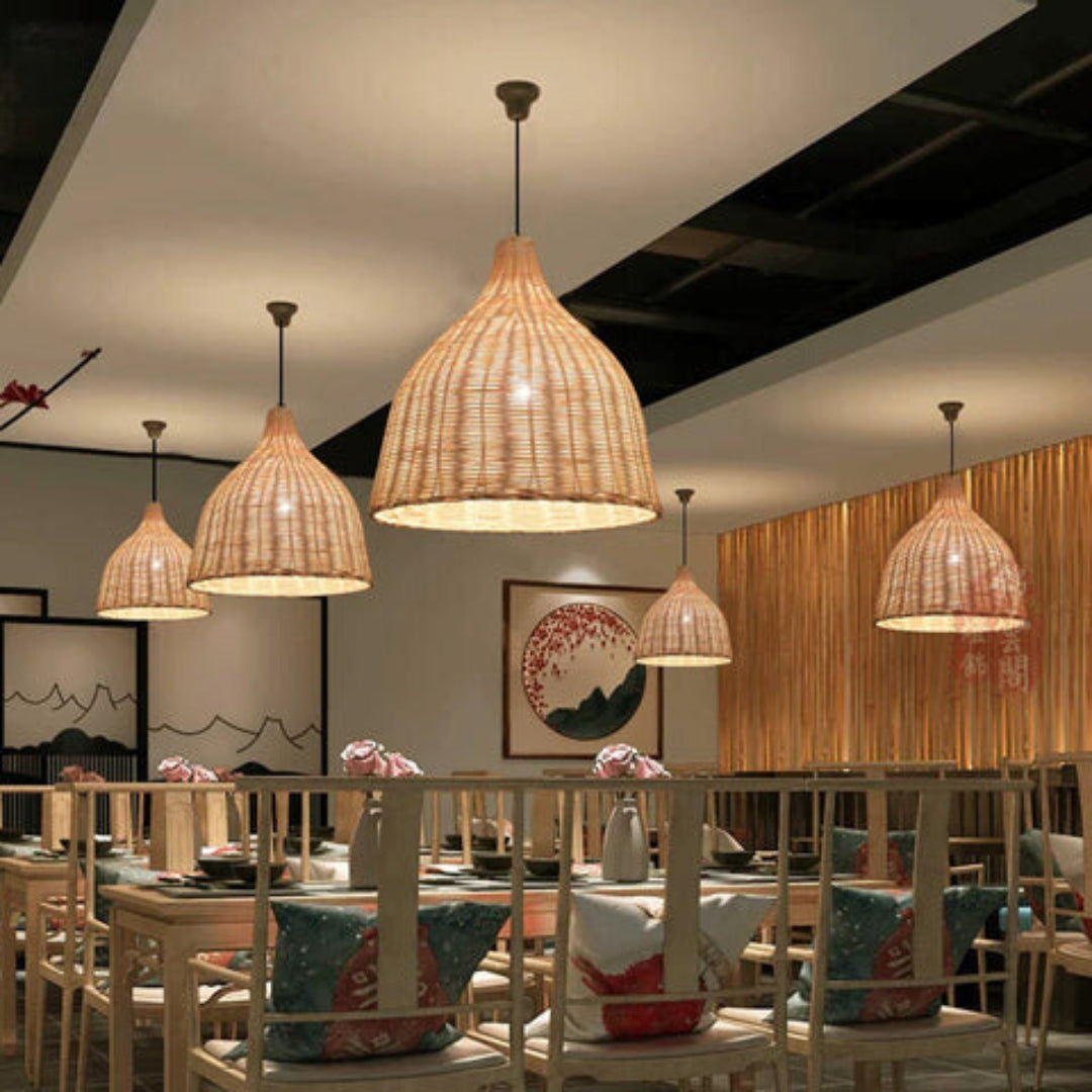 RusticGlow - Geflochtene Rattan Pendelleuchte Karnz