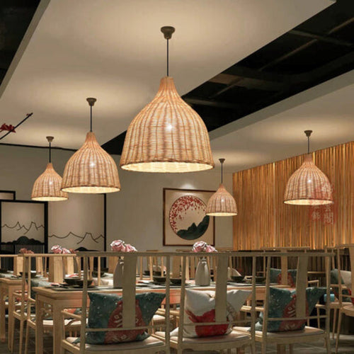 RusticGlow - Geflochtene Rattan Pendelleuchte Karnz