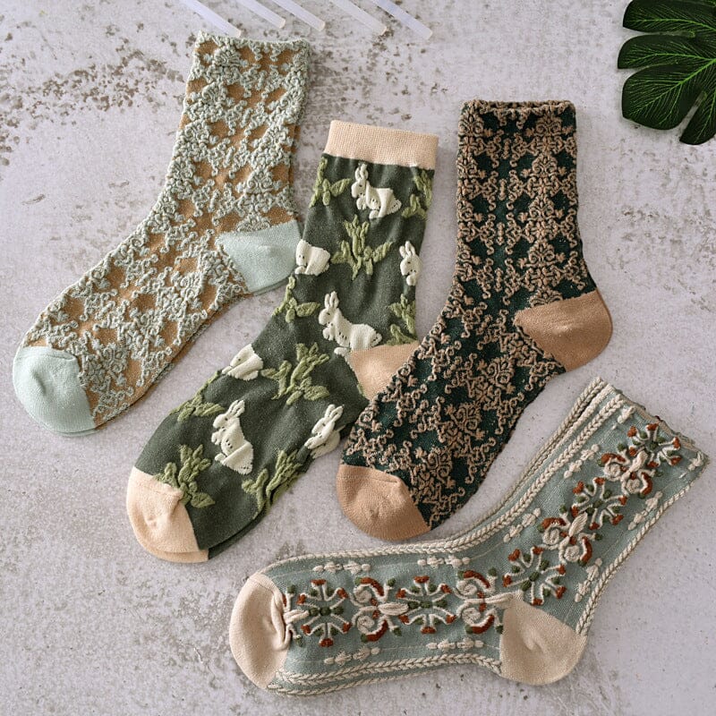 Damen-Baumwollsocken mit Blumenmuster (10 Paar)