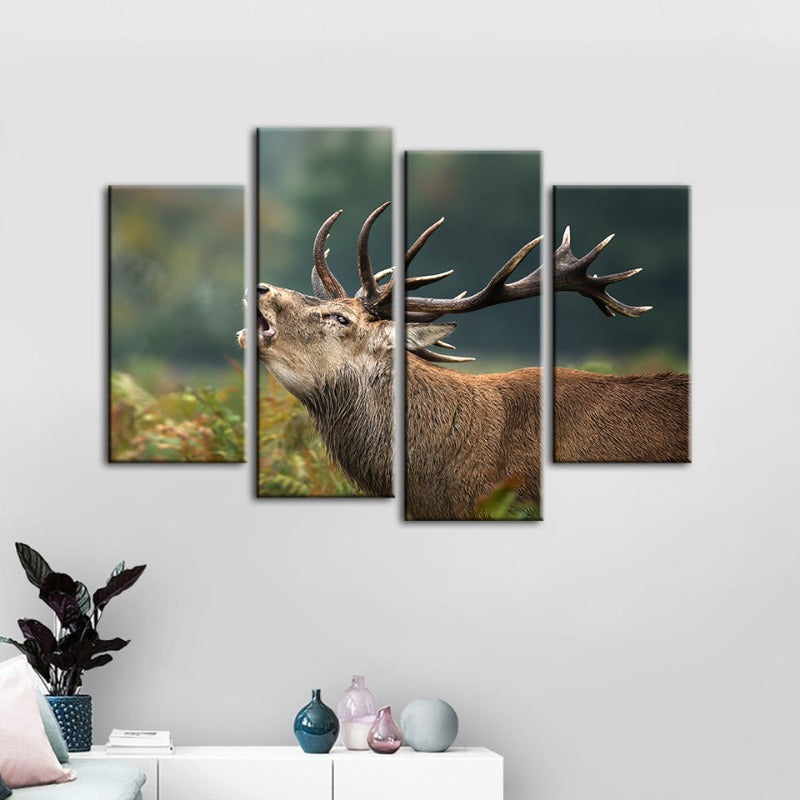 4 Stück Blökende Elch - Leinwand Wandkunst Malerei | Karnz