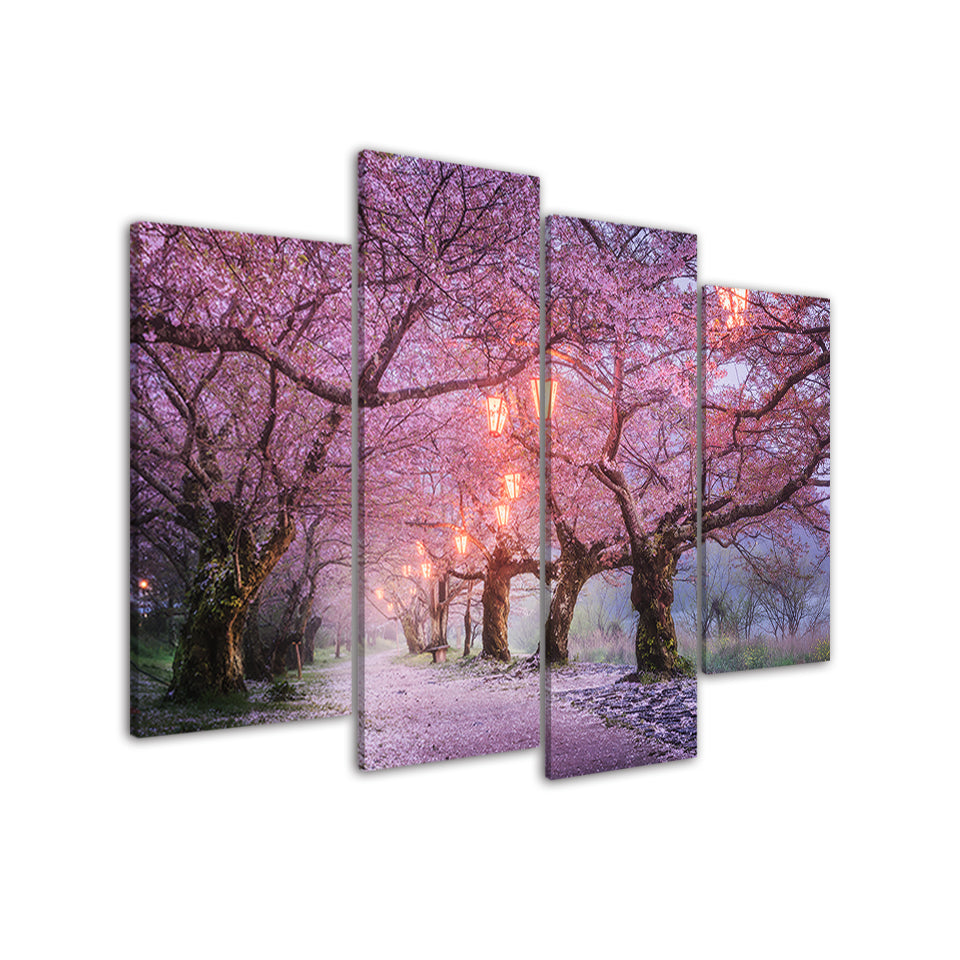 Große Pinke Bäume - Leinwand Wandkunst Gemälde
