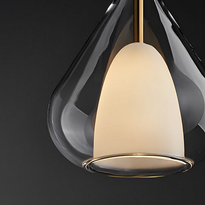 Industrielle Pendelleuchte mit Doppelglas und Regentropfen-Design - Kleine Hängelampe für Esszimmer und Küche, modernes minimalistisches Design | Karnz