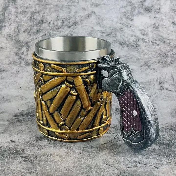 Edelstahl Bullet Muster Einzigartiger Revolver Bierkrug | Karnz