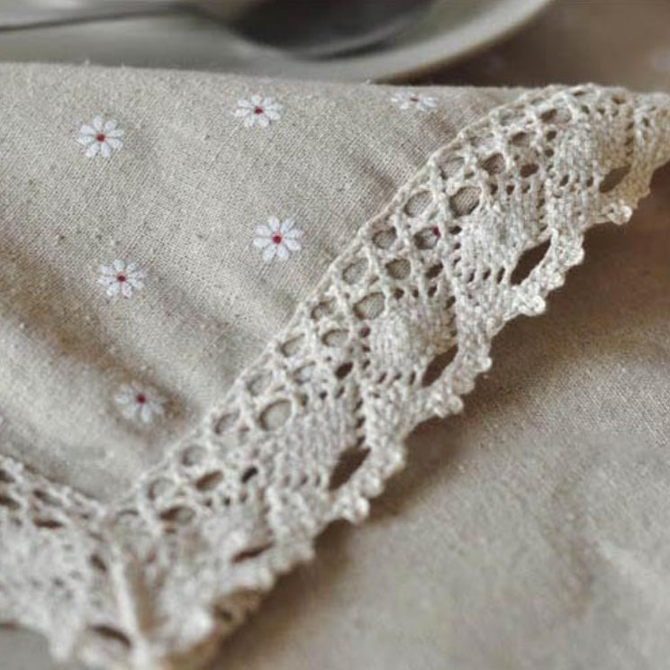 Tischdecke aus Baumwollleinen mit Gänseblümchenmuster