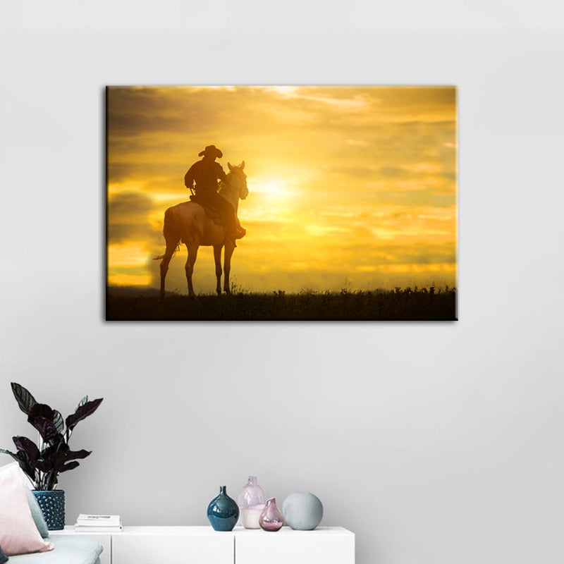 Ein Cowboy und sein Pferd - Canvas Wandkunst Gemälde