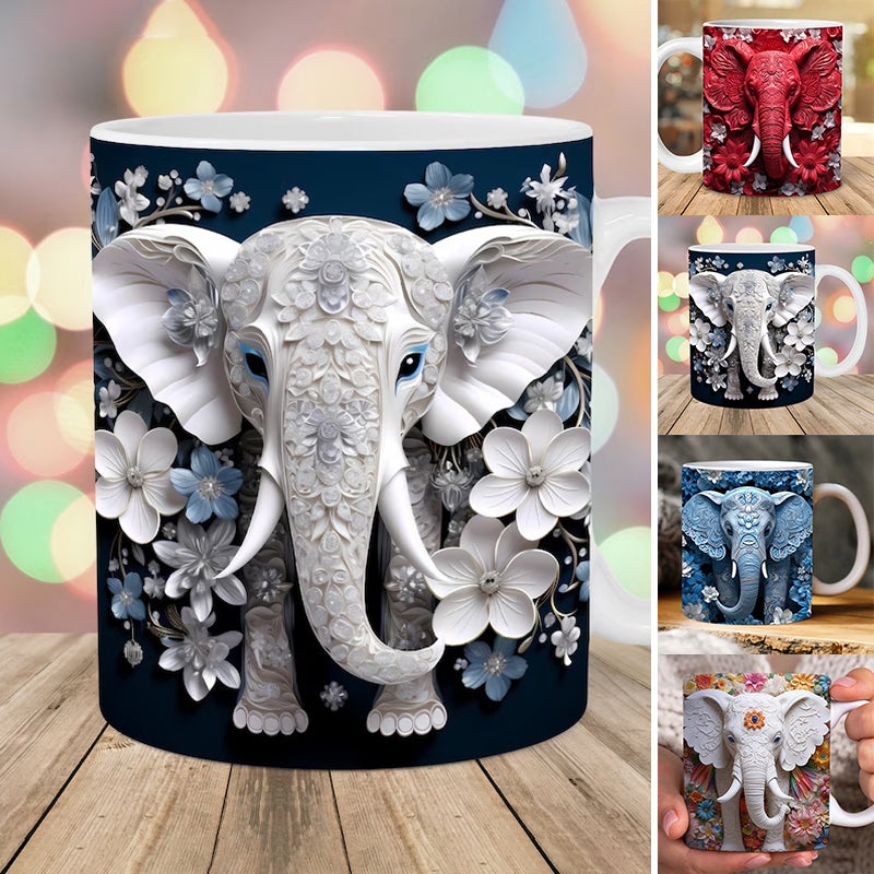 3D Elefanten Blumen Tasse | Karnz