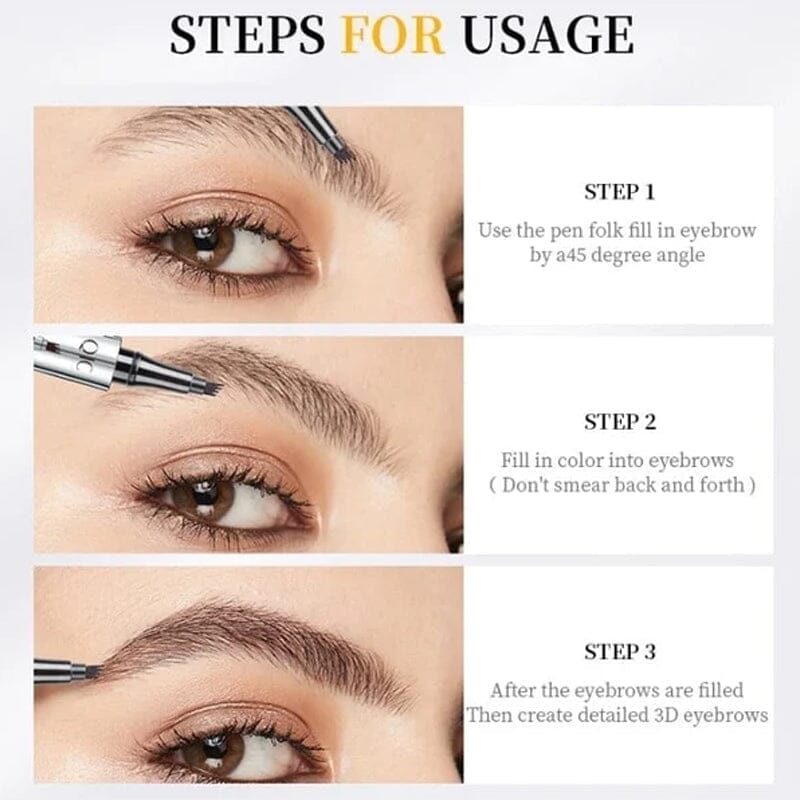 Karnz | Wasserdichter 3D-Microblading-Augenbrauenstift mit 4 Gabelspitzen