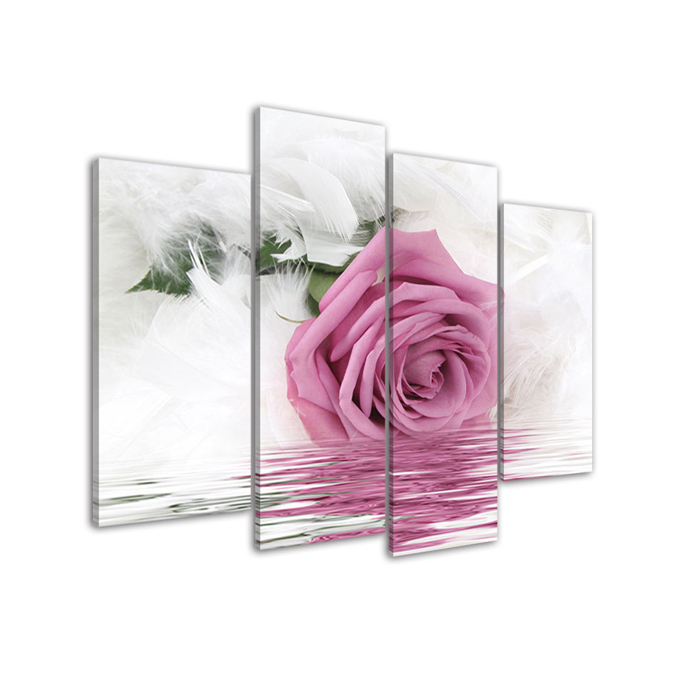 Pink Rose In Water - Leinwand Wandkunst Gemälde