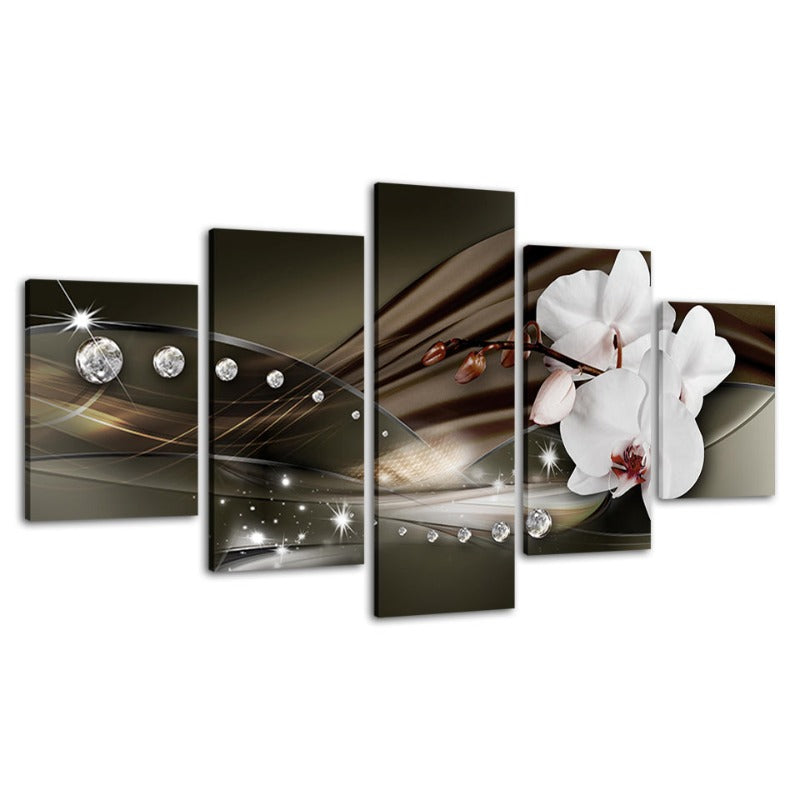 5-teiliges schwarzes Hintergrund marmorfarbiges Weißblume