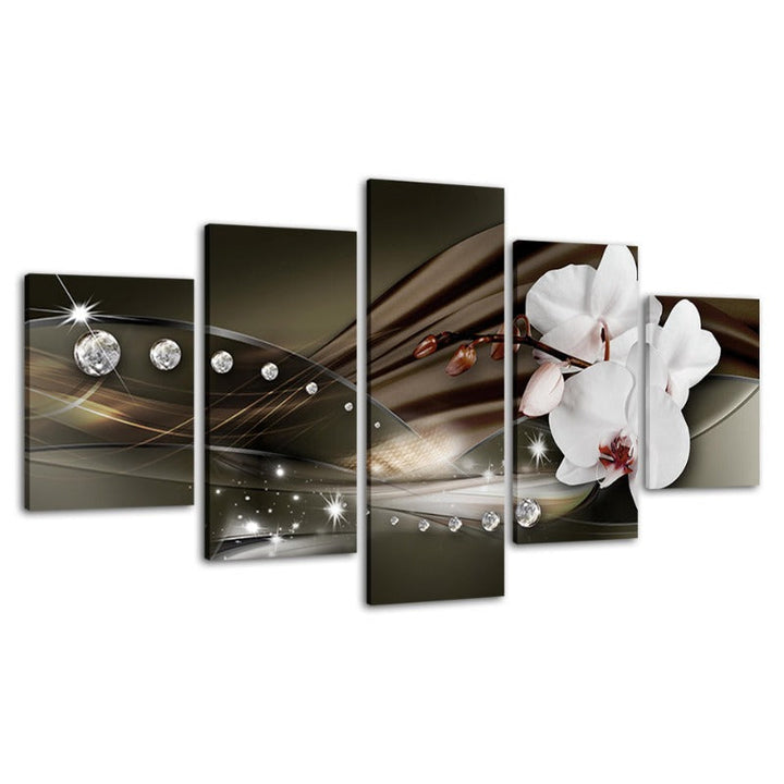 5-teiliges schwarzes Hintergrund marmorfarbiges Weißblume