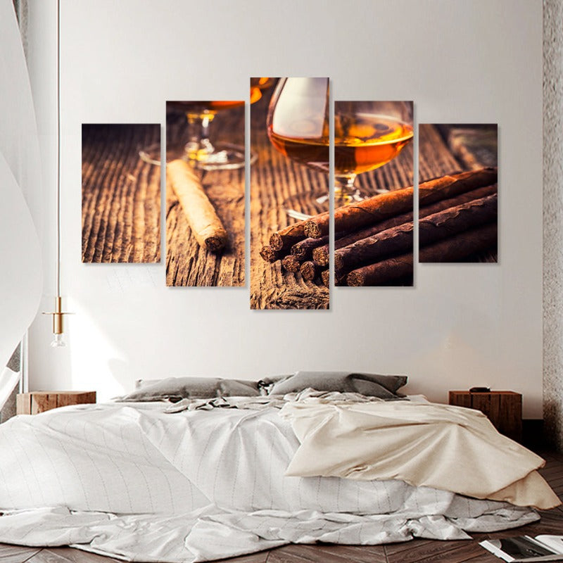 5-teilige braune moderne Kunst - Leinwand Wandkunst Gemälde