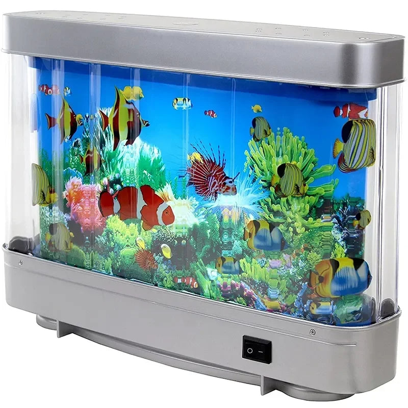 Virtuelles Ozean-Schreibtisch-Aquarium mit LED-Nachtlicht